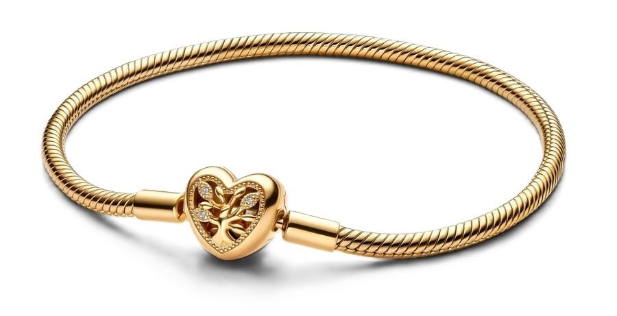 PANDORA MOMENTS Mod. FAMILY TREE HEART CLASP SNAKE CHAIN - Size 19 - Elvè.Shop5700303149790